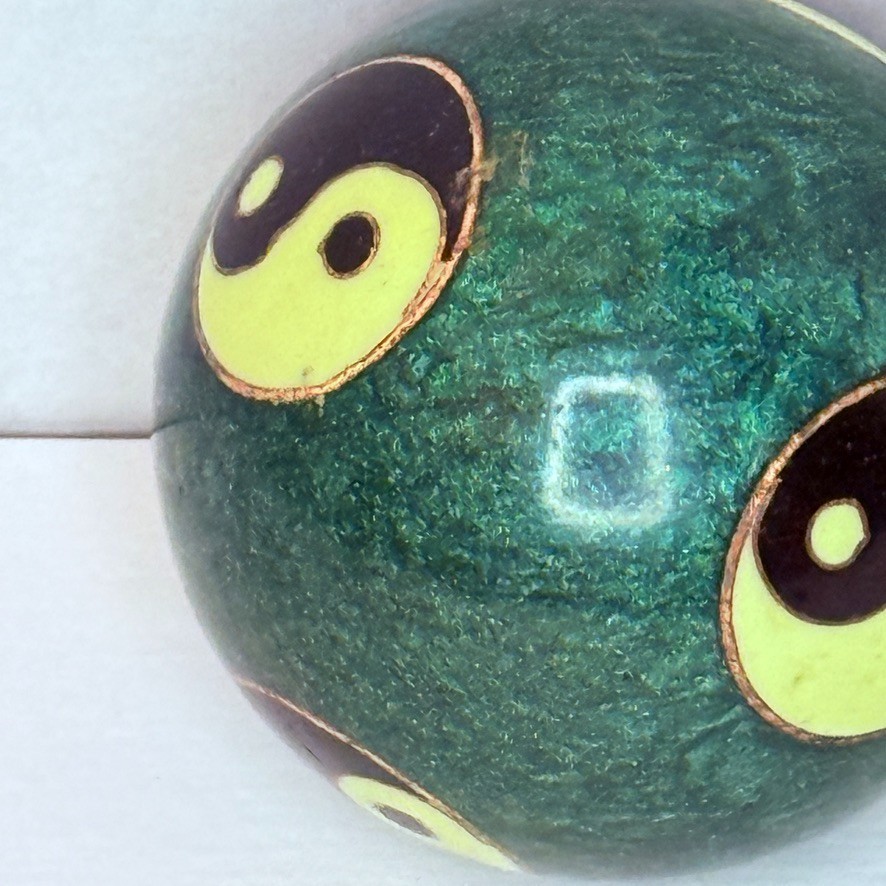Yin Yang Chime Meditation Balls Pair Hand Painted Feng Shui Baoding Style