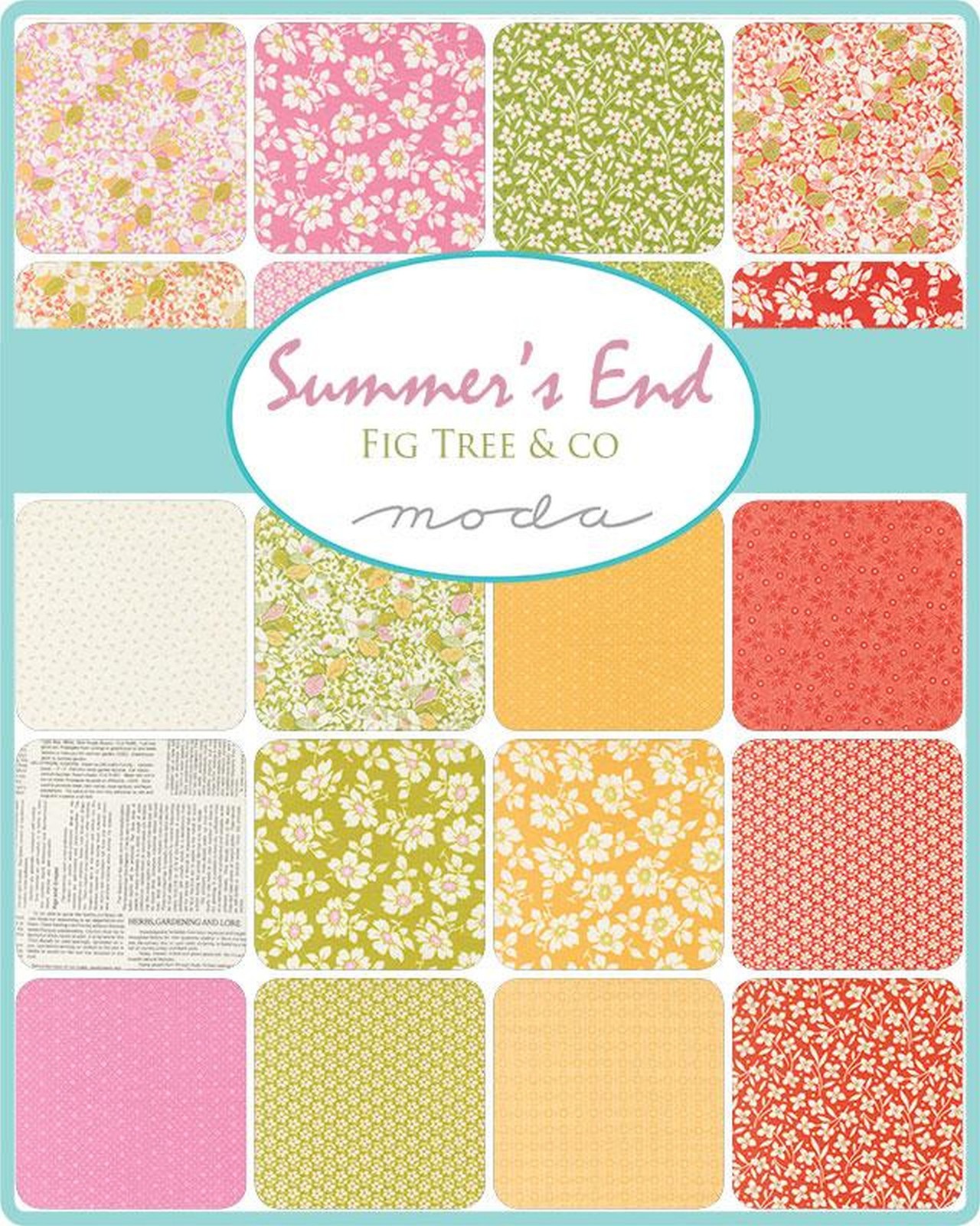 Summer’s End Moda Charm Pack, 100% Cotton 5-inch Precut Fabric Squares (42 pcs)