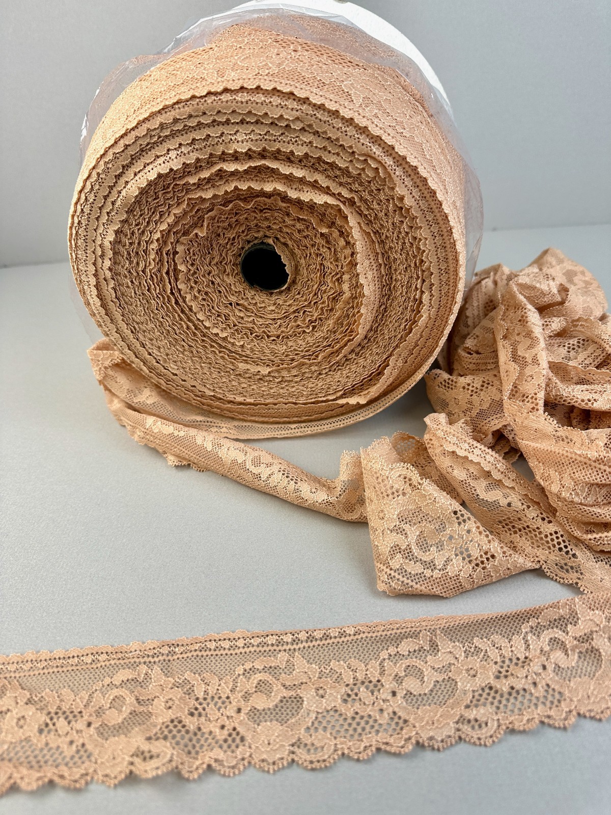 Stretch Lace Trim Mocha 5.8cm W 192 Yd Spool Sewing Lingerie/ Klauber Brothers