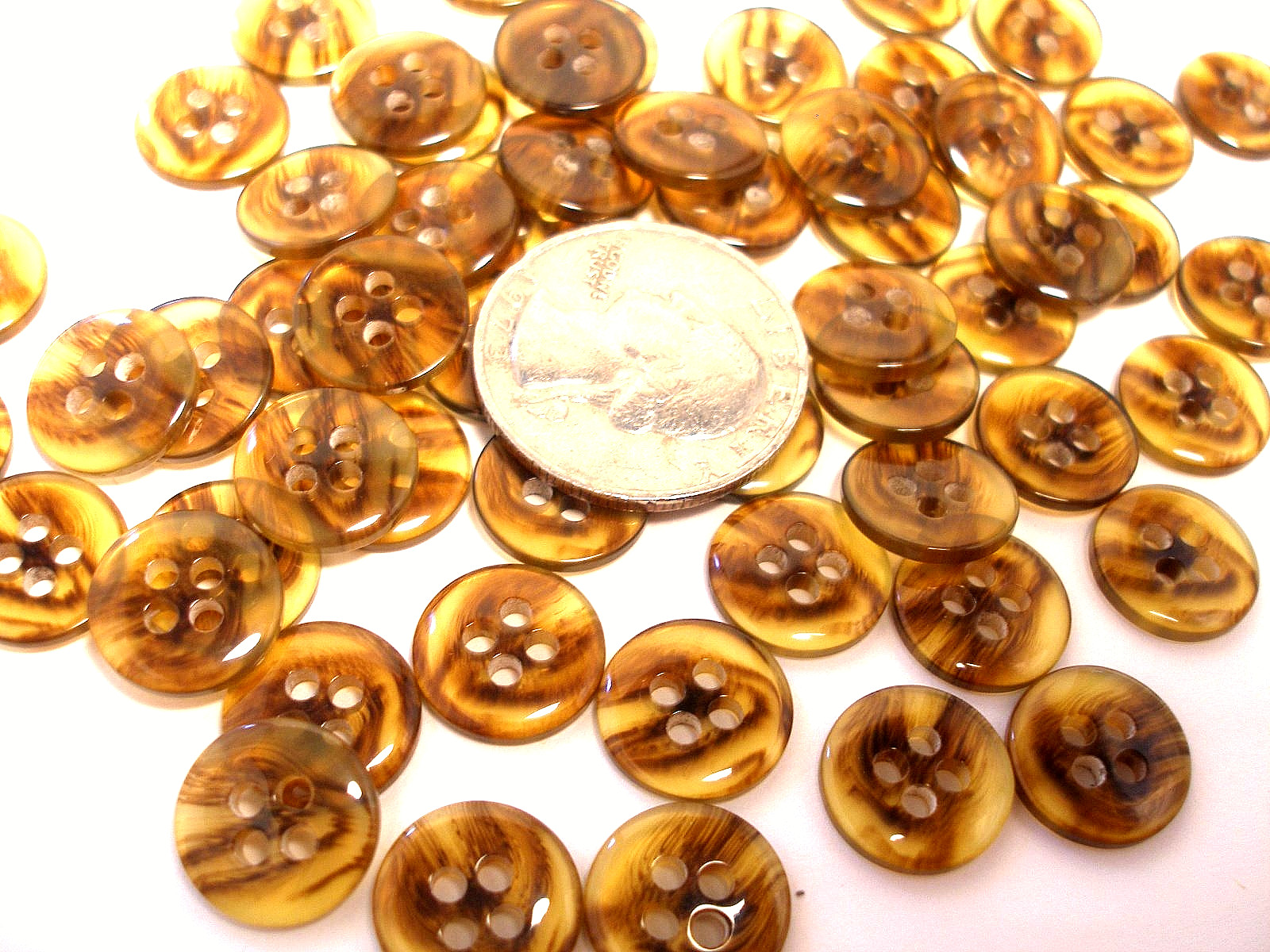 Imitation Amber brown Tortoise Shell Buttons size 1 in, 7/8, 3/16, 5/8, 1/2 #T1