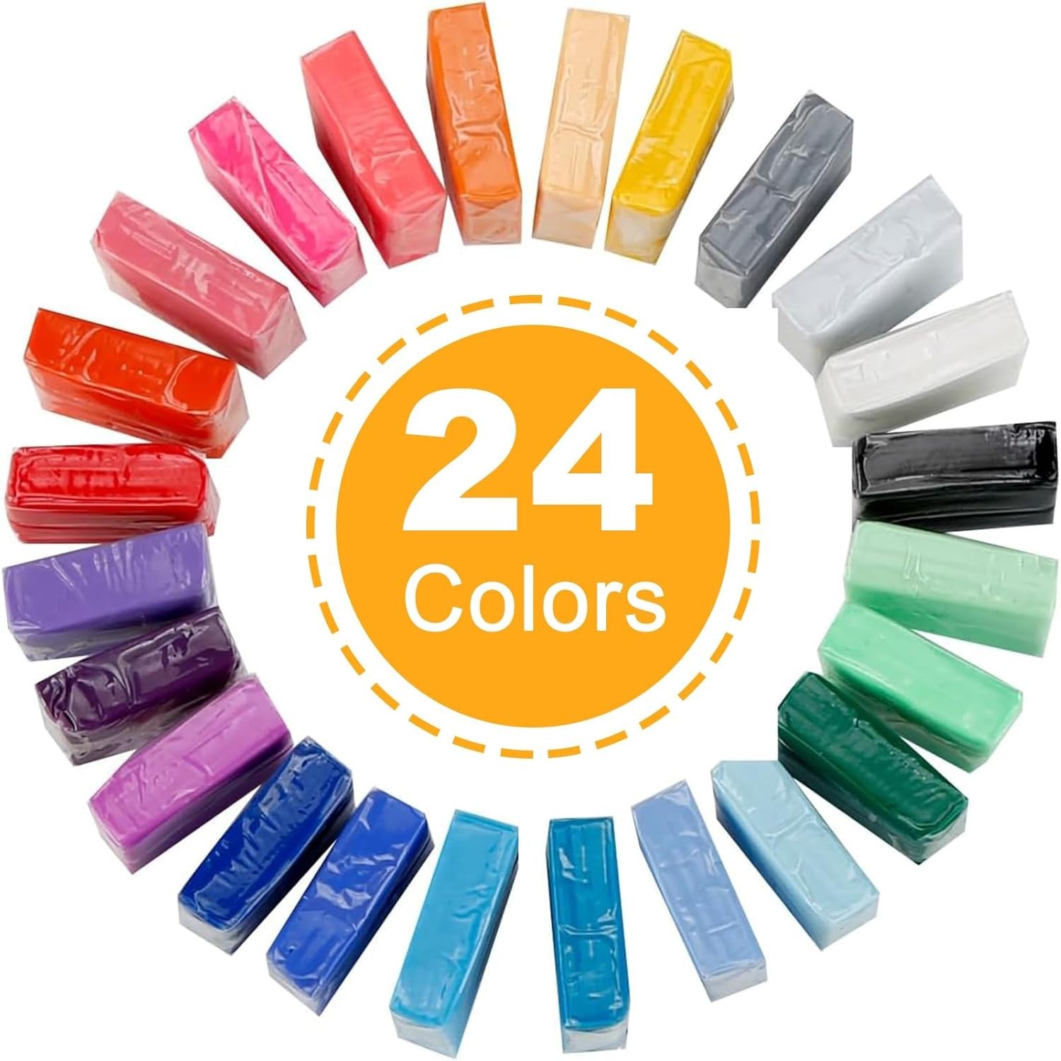 Bright 24 Colors Polymer Clay Craft Kit – Non-Toxic, Oven Bake for Creative Play