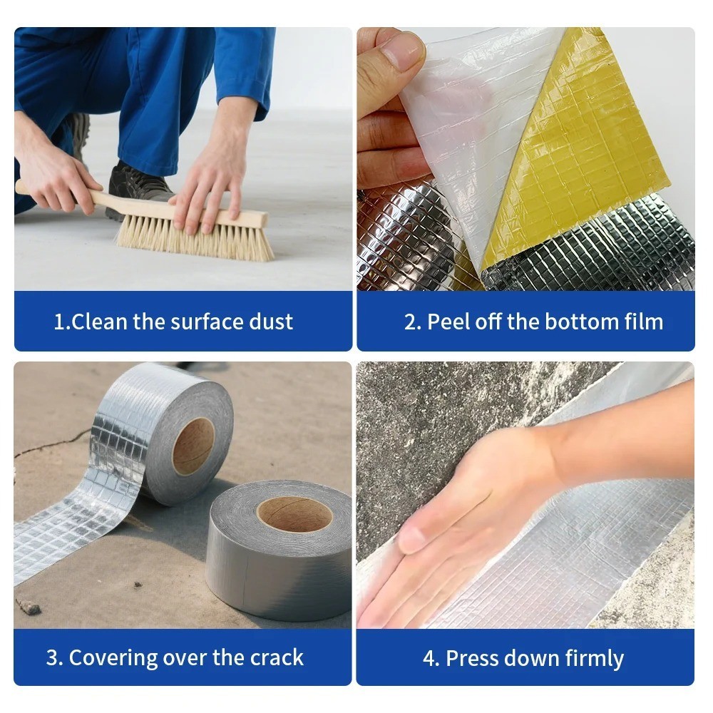 Waterproof Tape Aluminum Butyl Tape w/Adhesive for Leak Repair Roof Patching