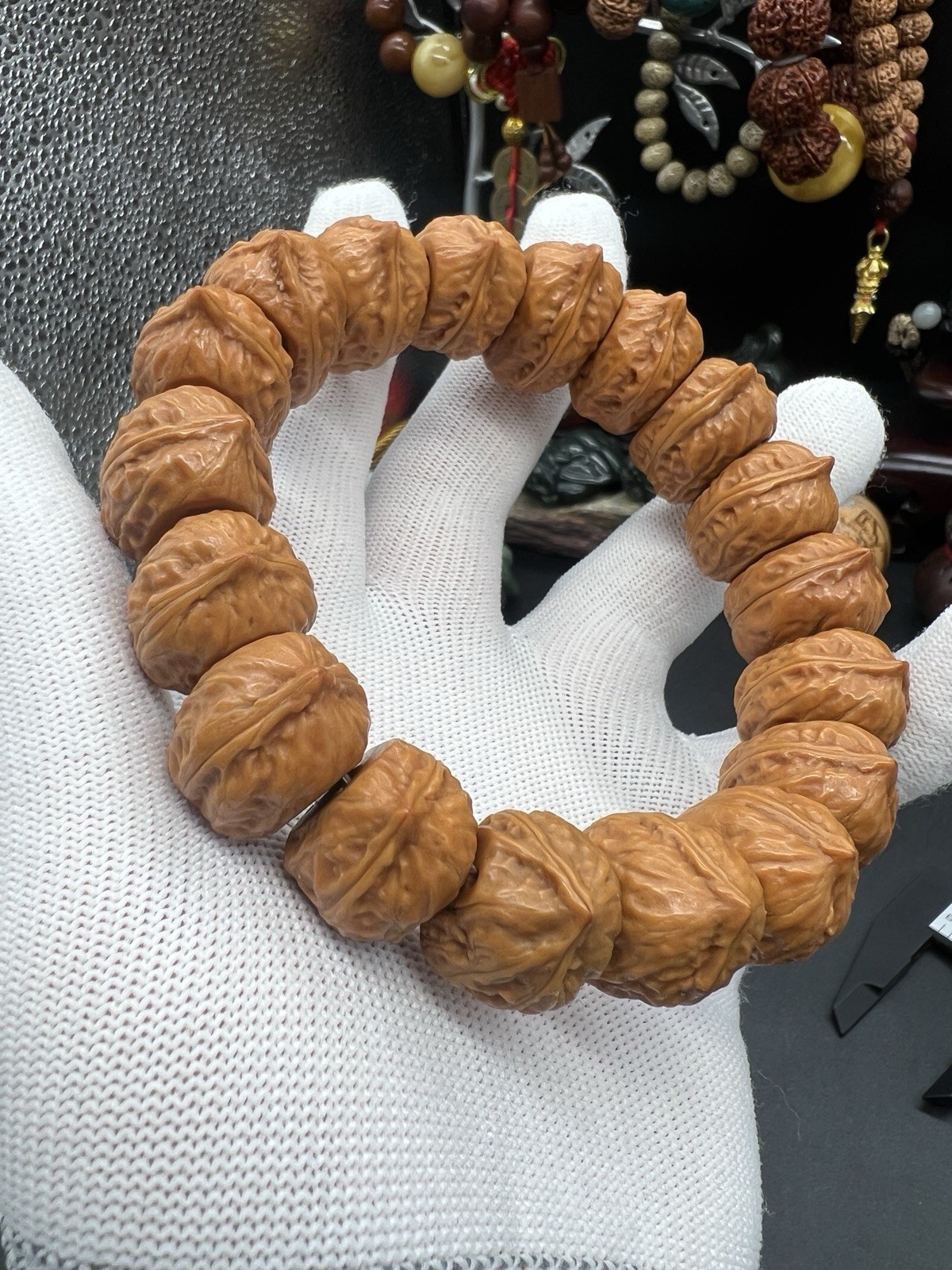 19×25mm Chinese Small Walnut Bracelet Collection纯野生小秋子侧切霸气大手牌手串