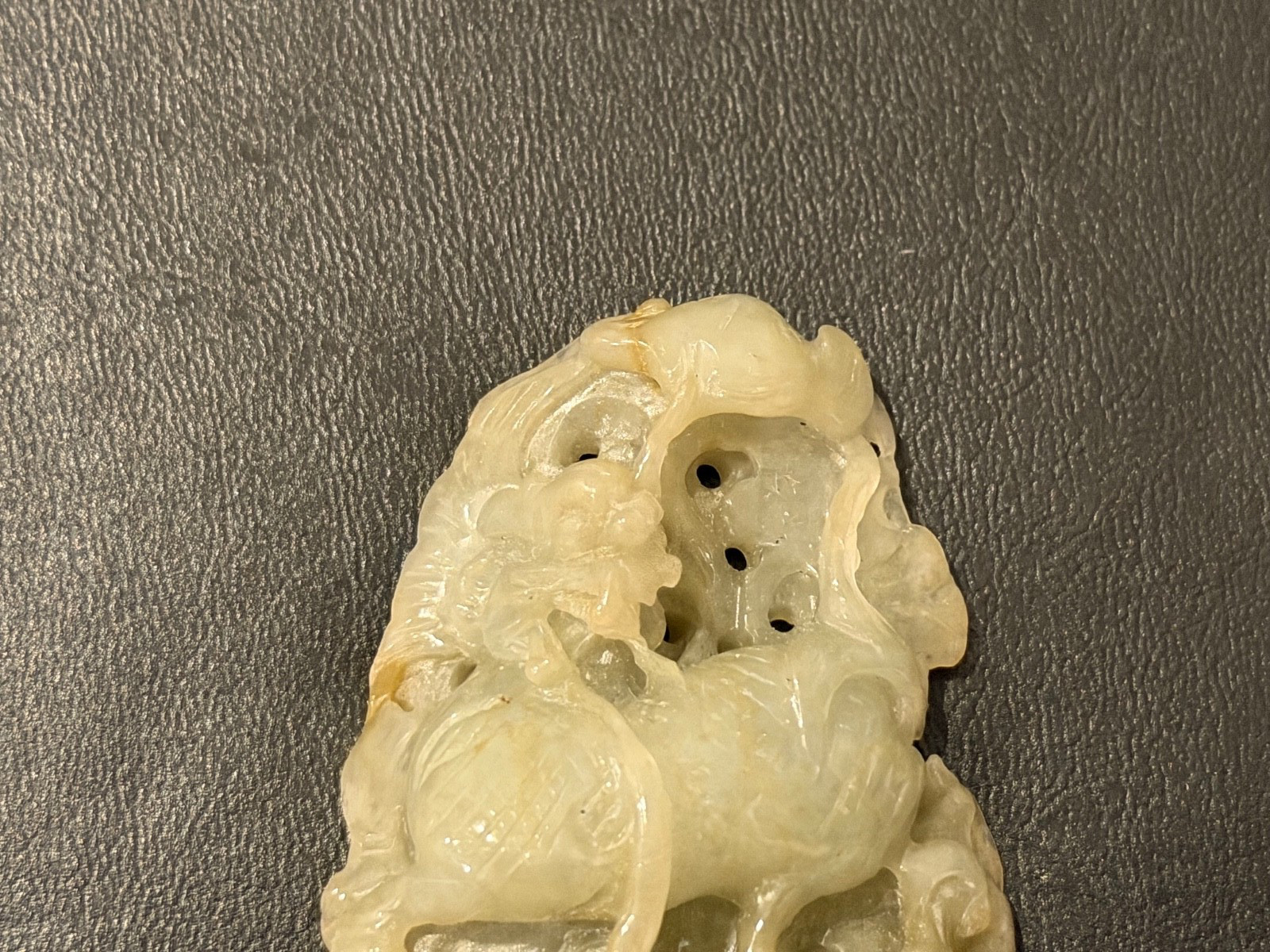 Chinese Unknown Age Hardstone Possibly Jade Carved Pendant Mythical Beast