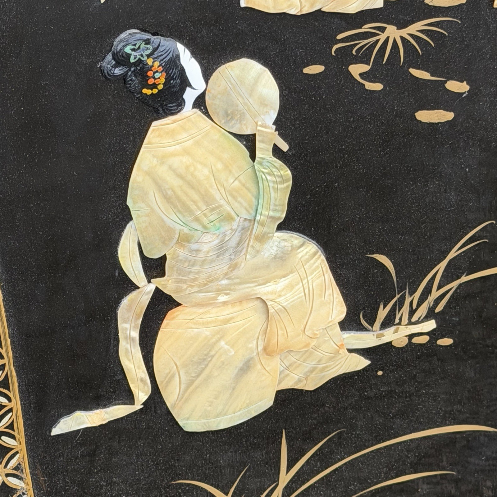 Vintage 3 Panel Mother of Pearl Geisha Wall Panels 12×36