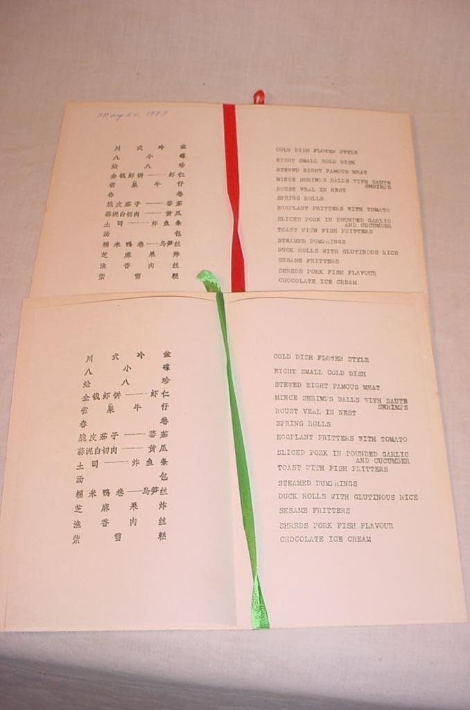 2 VINTAGE 1987 MENUS RESTAURANT FOR TOURISTS SHANGHAI MANSIONS BANGKOK