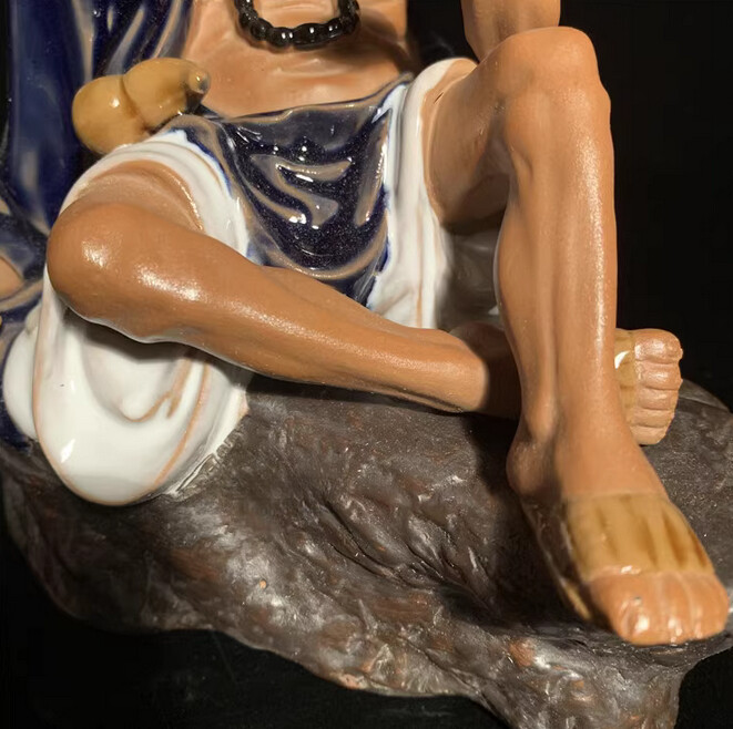 8.7″ China Pottery Porcelain Pure Handcrafted Living Buddha The Mad Monk Statue