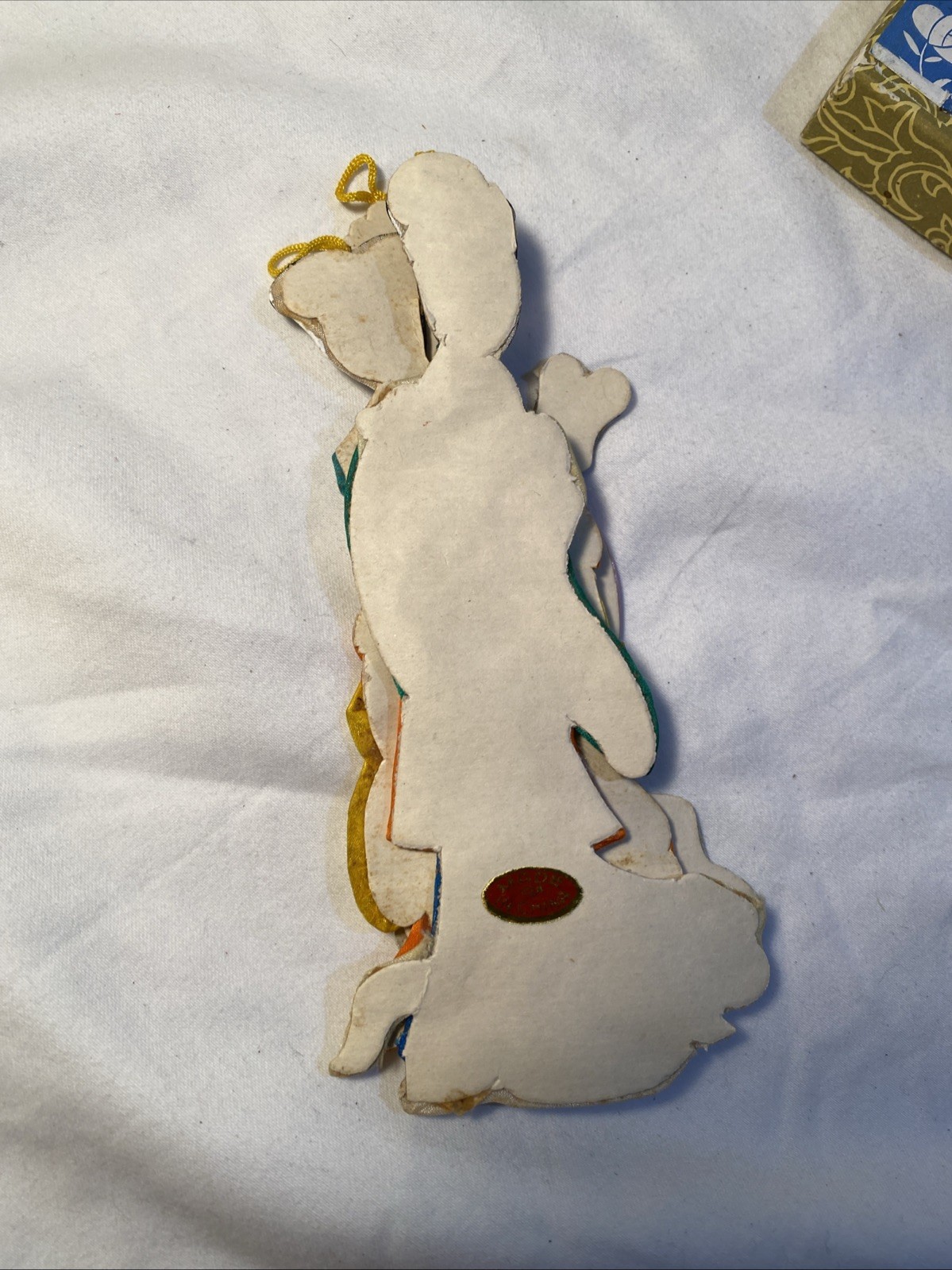 Vintage Set Of 4 Asian Oriental Geisha Girls Silk Satin Ornaments