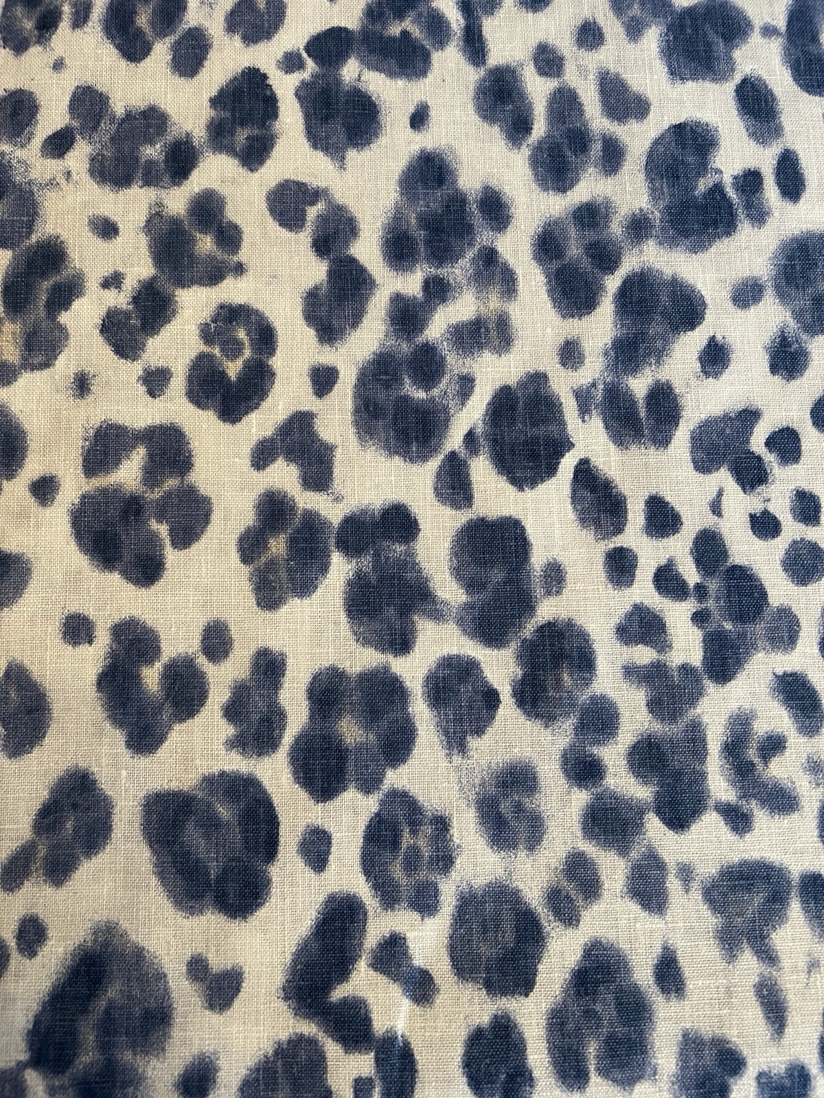 Fabric Thibaut PANTHERA Navy 100% Linen Printed Sold as 7 Continuous Yards New