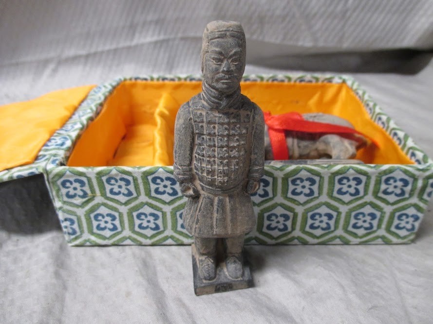 Vintage Set Chinese Terracotta Qin Army Warrior & Horse Figures Statues boxed