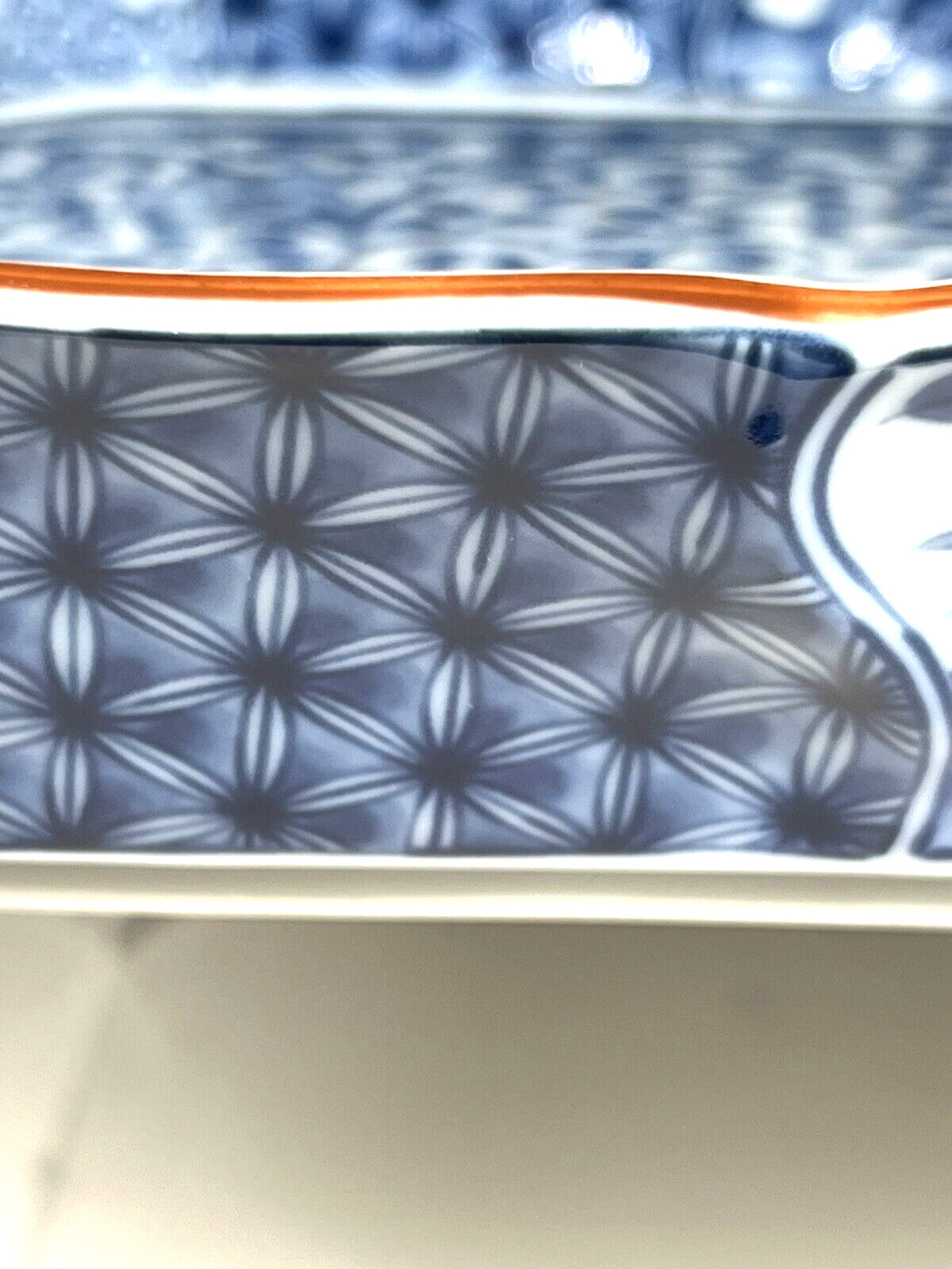 Chinese Blue on White Porcelain Tray Gently Fluted Sides intricate Floral Design