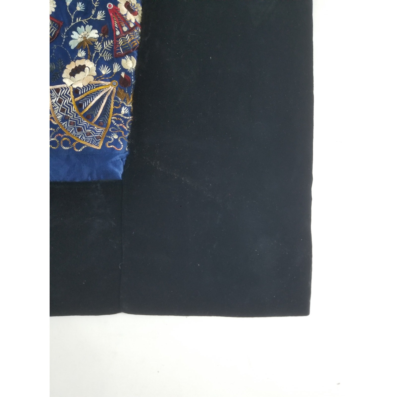 Vintage Chinese Hand Embroidered Floral & Botanical Silk Panel 86x18in
