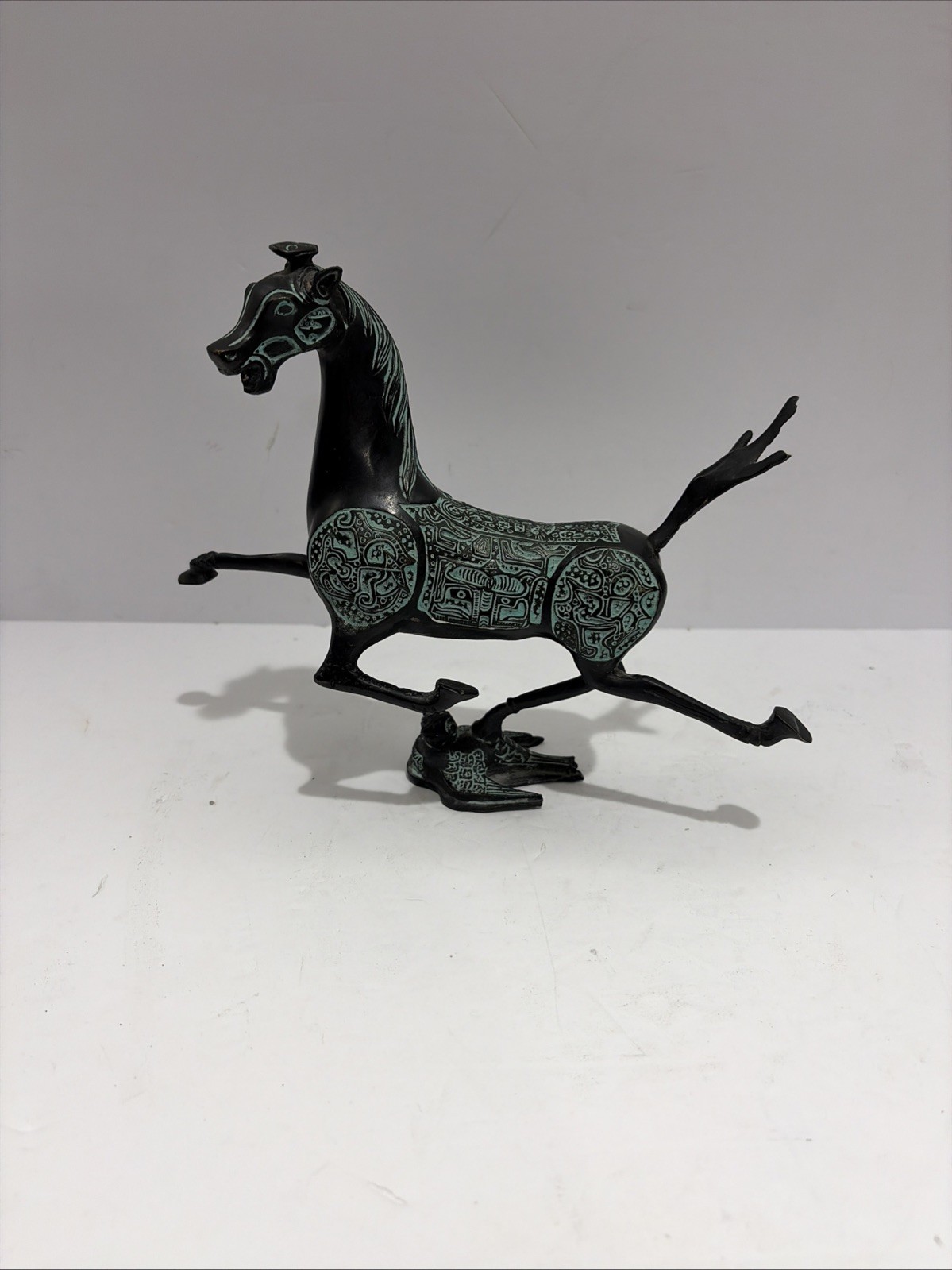 Vintage Chinese Bronze Horse Statue, Flying Horse of Gansu 9.5” L