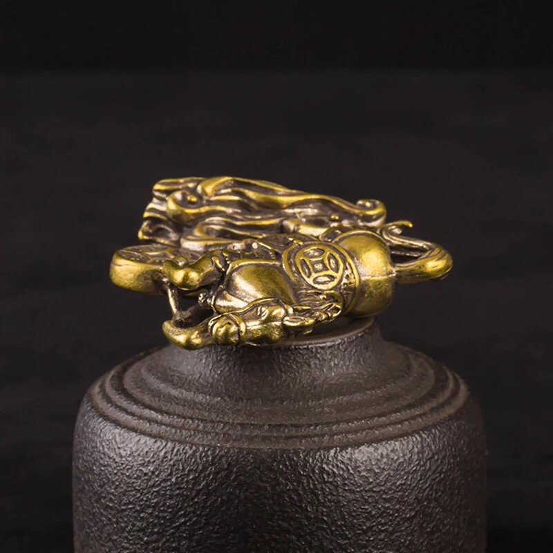 Brass Luck Statue Desk Ornament Zodiac Animal Figurines Miniatures Copper