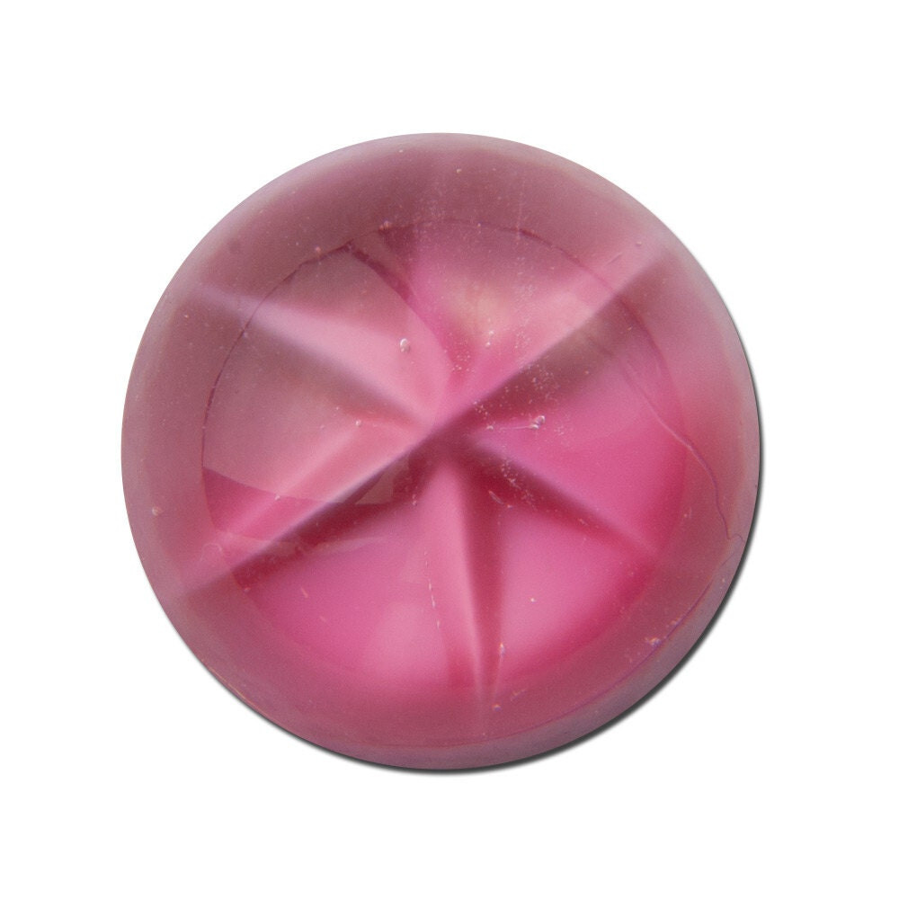 Vintage Cranberry Pink Moonglow Glass Star Cabochons 13mm (2) cab699A