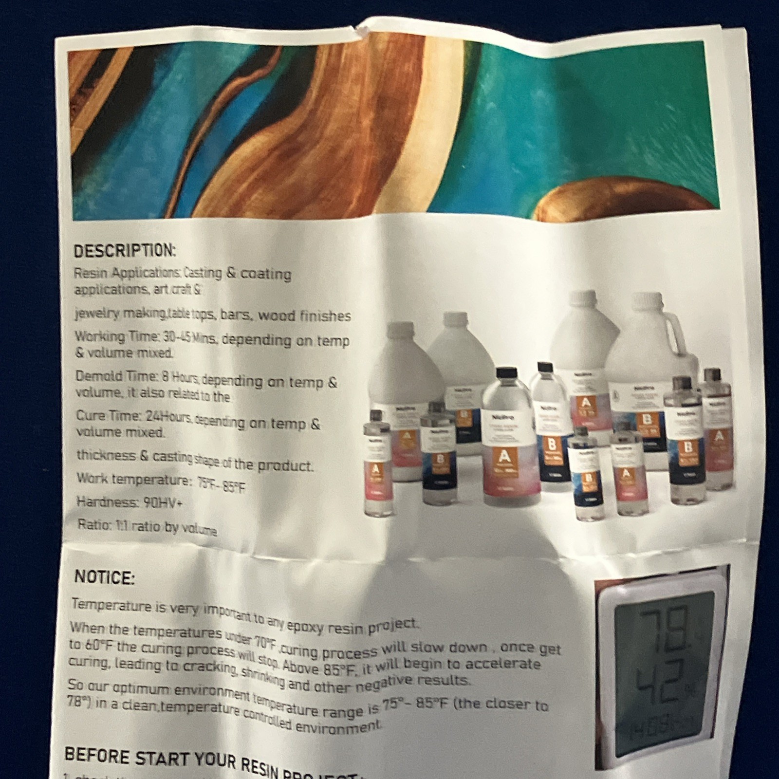 Nicpro Crystal Clear Epoxy Resin Kit, High Gloss & Bubbles Free 8 Oz kit.