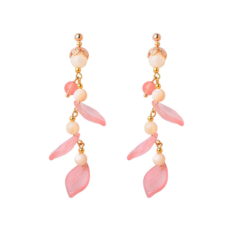 Chinese Coloured Glaze/Crystal Gild Tassels Tibetan Style Vogue Earbob Earrings