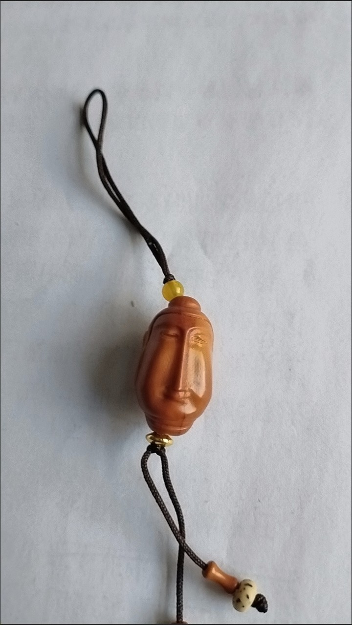 Hand Carved Olive Kernel Long Face Buddha Pendant 1.33cm Phone Charm