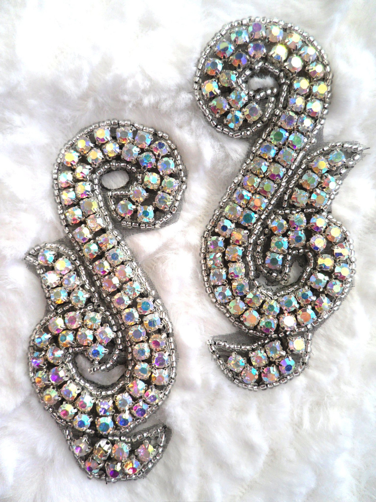 Appliques Black Backing Aurora Borealis Rhinestone Mirror Pair (ACT/XR130/A)