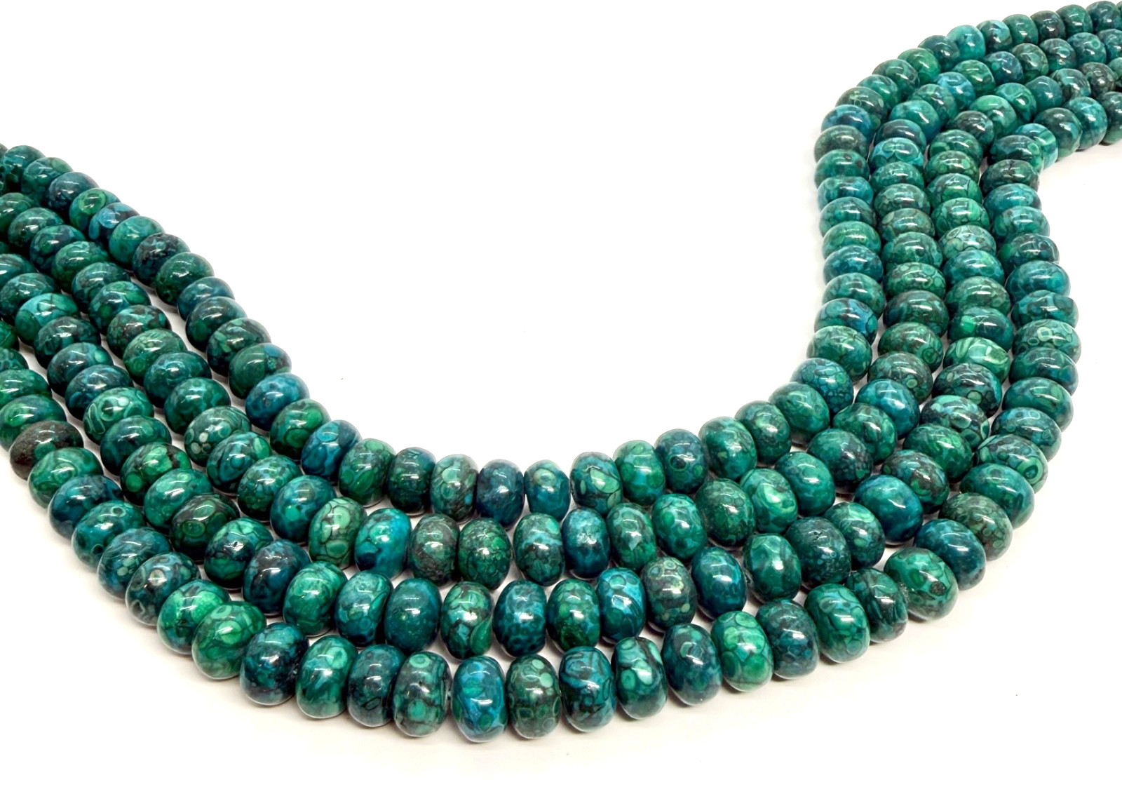 Green Fossil Jasper RONDELLES 10×6 MM Approx. 15.5 in. Strands 60 Pieces