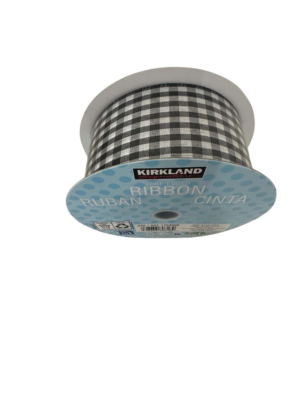 Kirkland Signature Wire Edged Ribbon 2.5 in Wide x 50 Yards Black Plaid