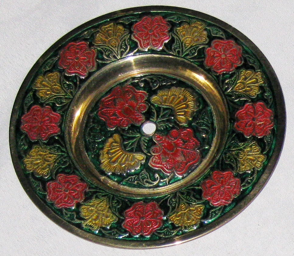 Dainty Multicolor Goldtone Metal 5X11″ Asian CLOISONNE 3 Tier Dessert Tray