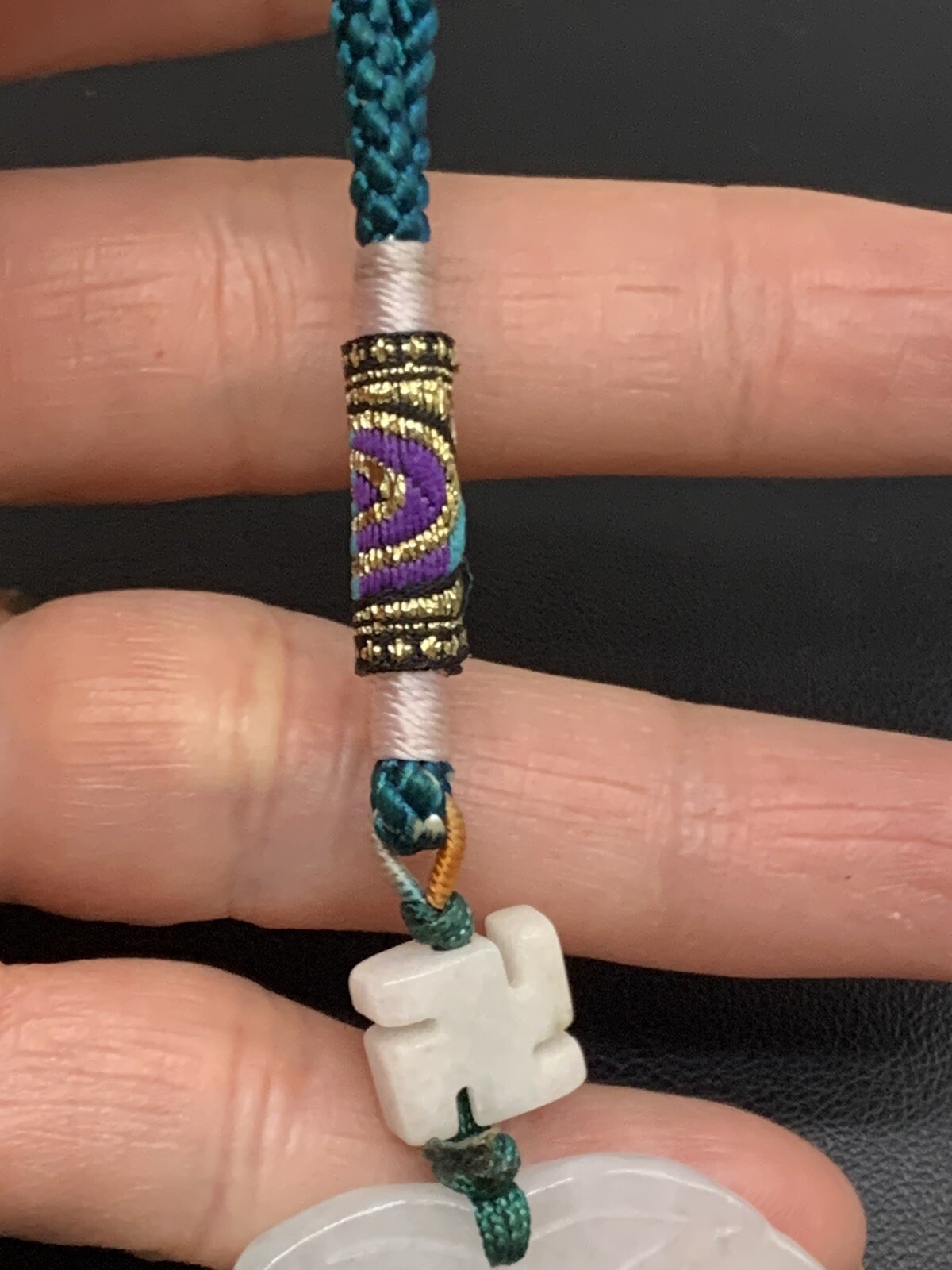Vintage Chinese Natural Jade And Carnelian Beaded Lucky Charm Tassel Pendant M2