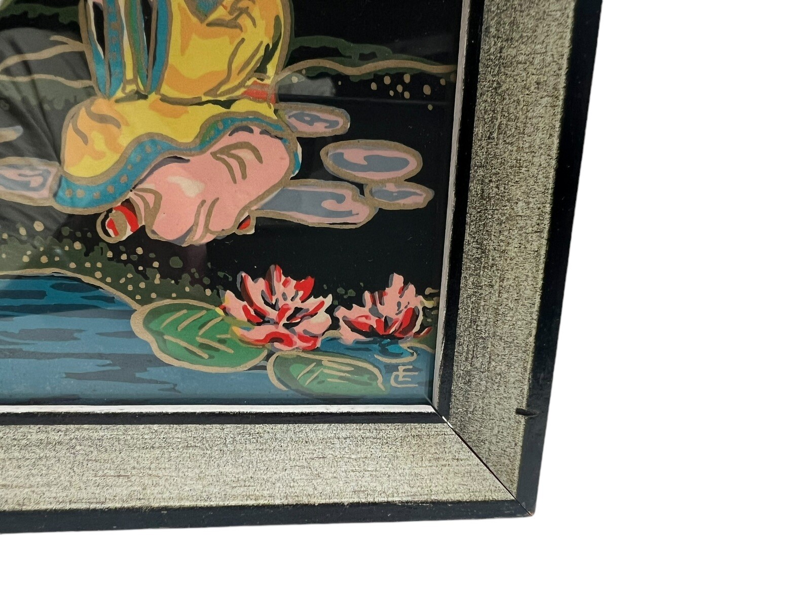 Vintage Small Framed Chinese Silk Screen Painting 6.5″ x 4.5″ Signed