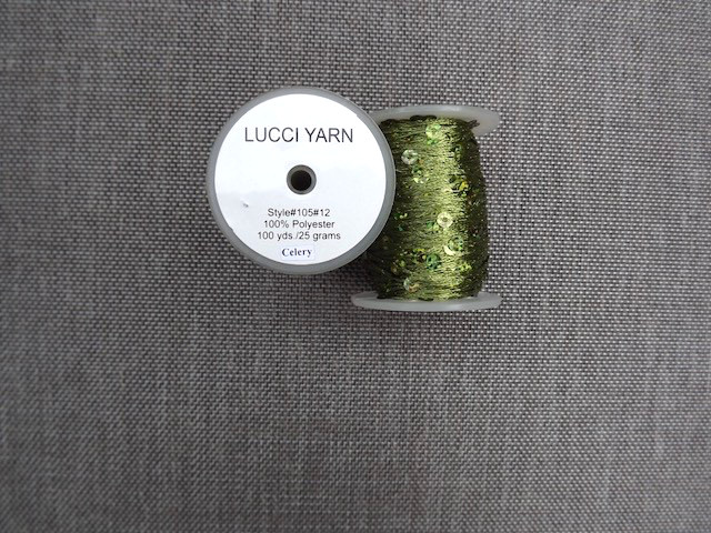 Lucci Yarn Style #105, poly chain with pailettes,100 yards/25 gr. spool-2 spools