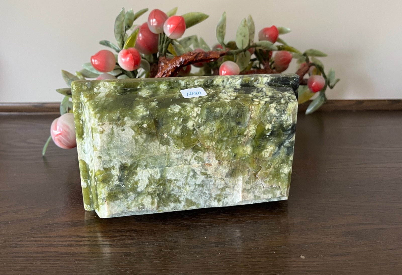Chinese Carved jade Gemstone Peach Tree ,BonsaiTree 1970-1980