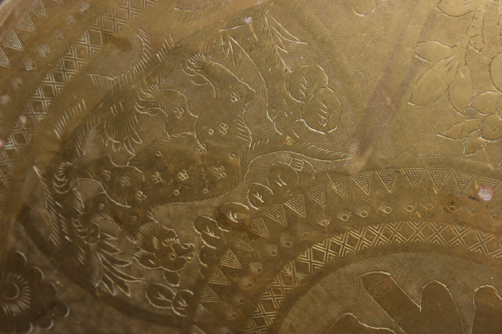 Vintage Hong Kong Asian Brass Copper Serving Tray Wall Plaque Very Large