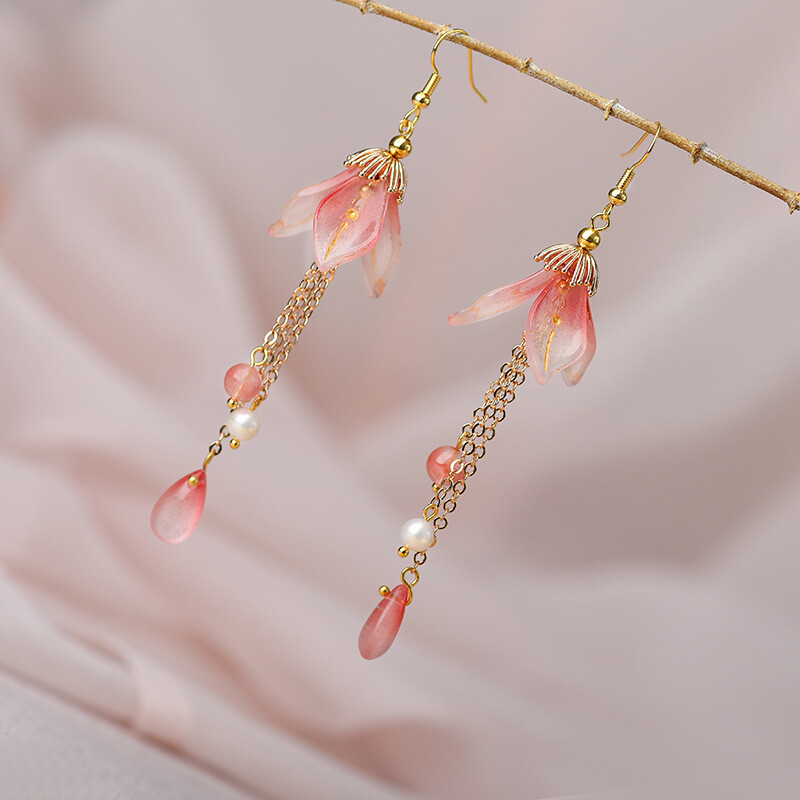 China Coloured Glaze/Pearl/Crystal Tassels Tibetan Style Vogue Earbob Earrings