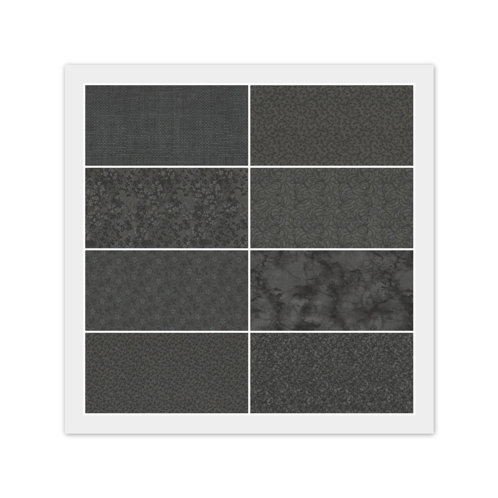 Soft Black FAT QUARTERS: 8) 18″ x 22″ FQ Bundle, Quilting 100% Cotton Fabric