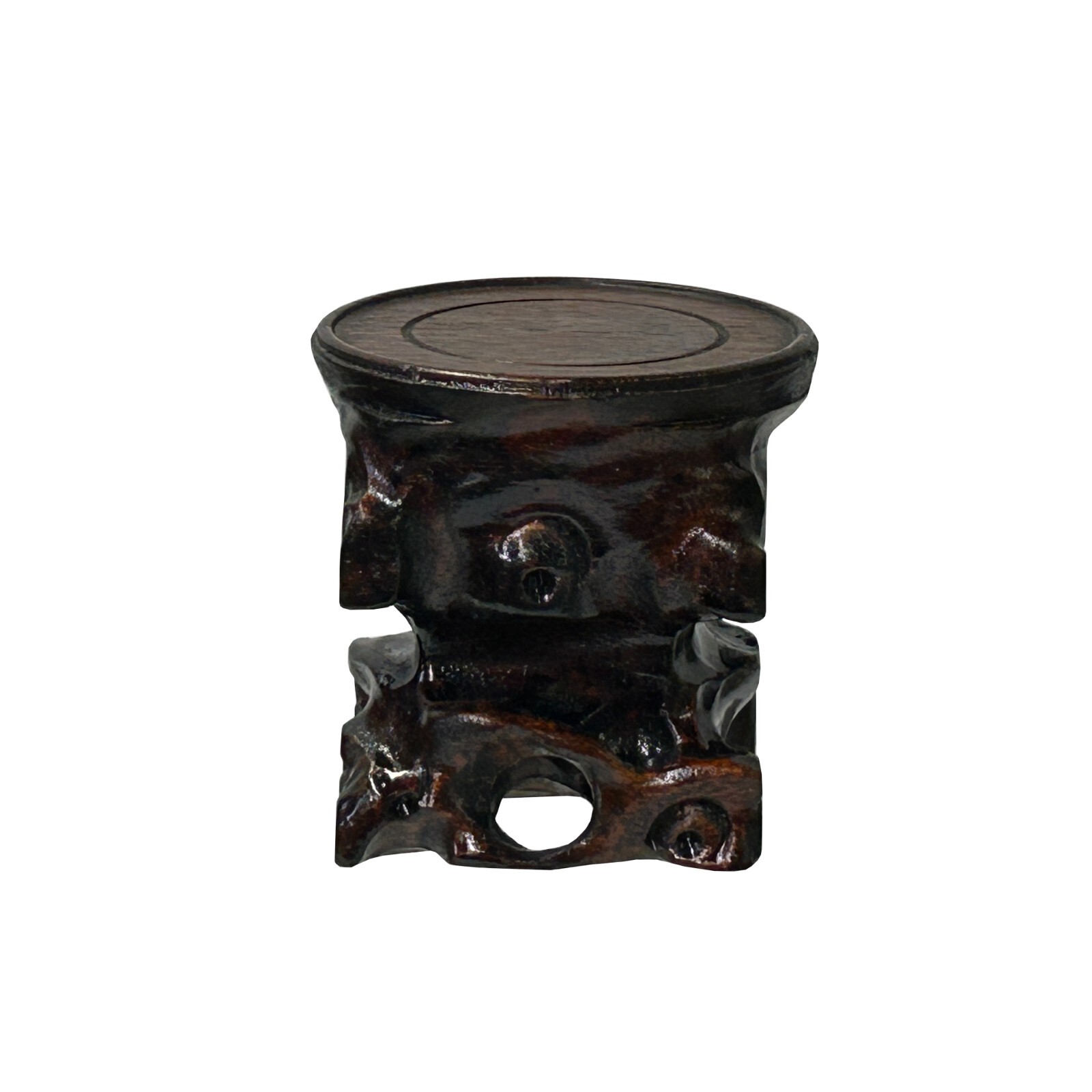 2.75″ Dark Brown Wood Carving Square Round Table Top Stand Riser ws4008