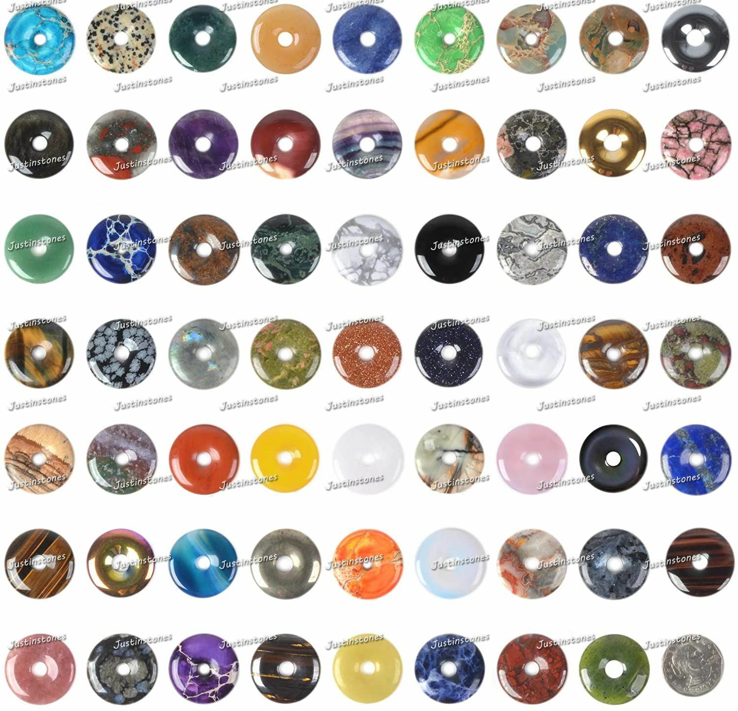 Wholesale 30mm Semi-Precious Gemstone Donut Pendant Beads for Jewelry Making