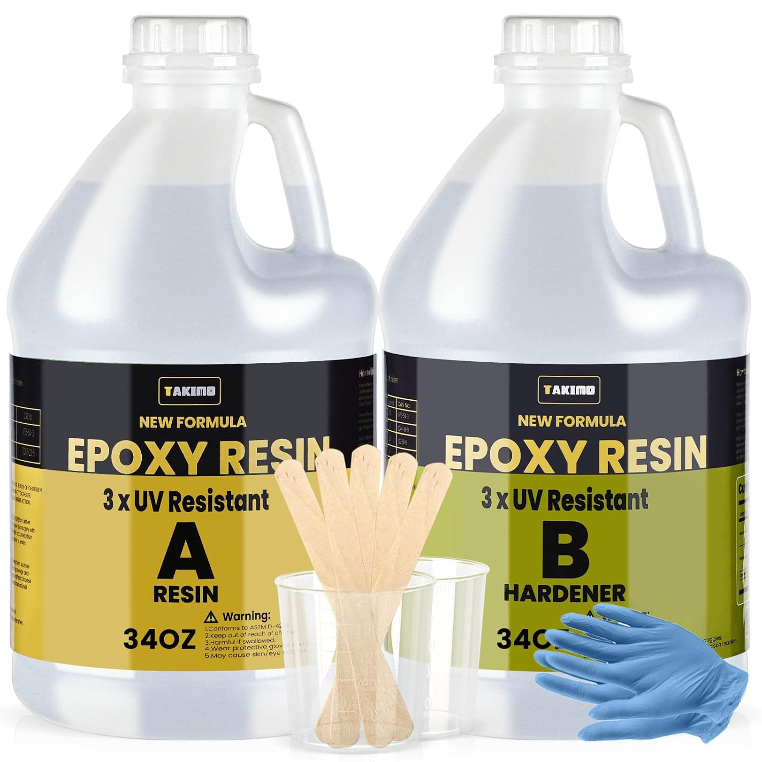 TAKIMO 68Oz 3× UV Resistant Epoxy Resin Kit – Professional Non-Yellowing Resin f