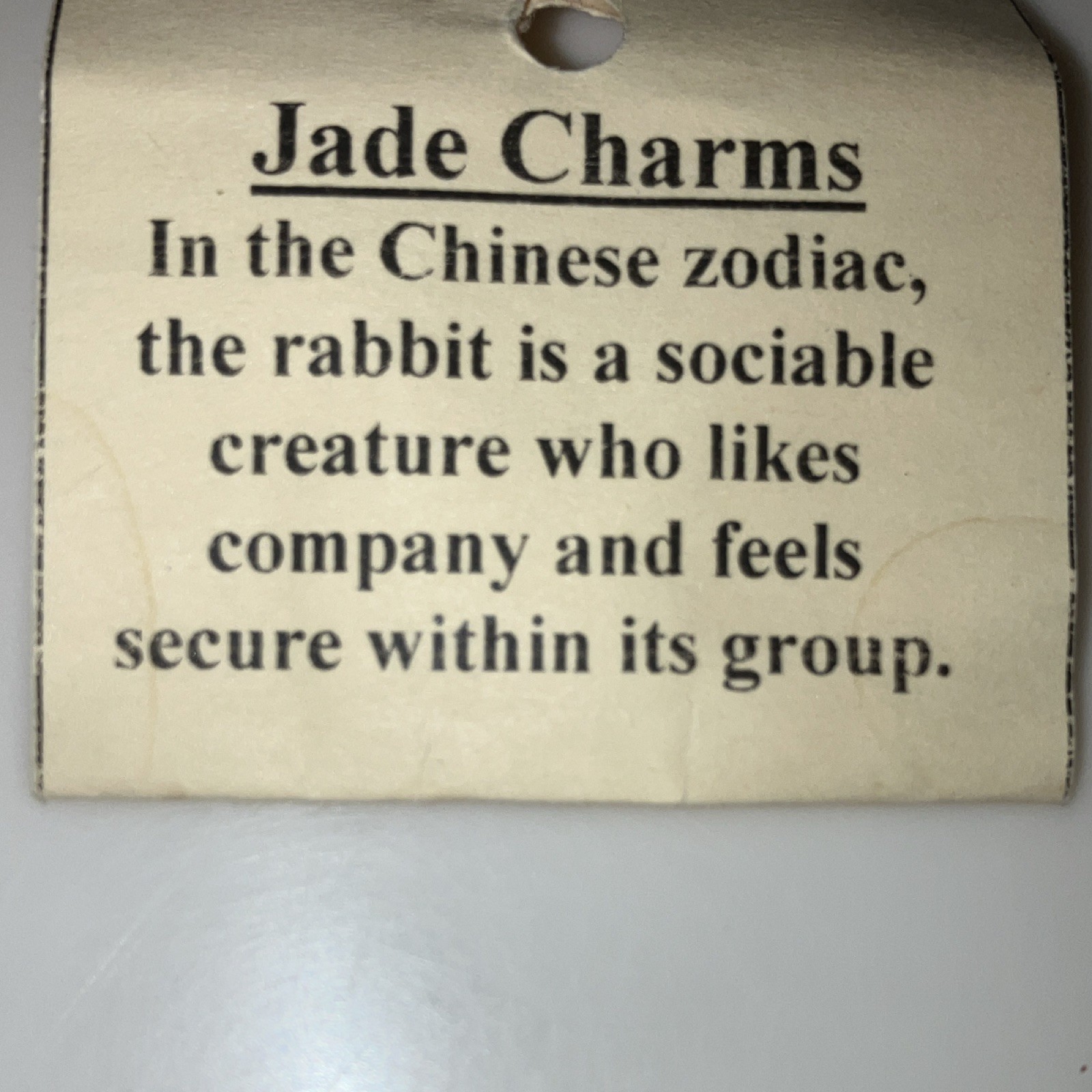 Vintage Chinese Jade Zodiac Rabbit Charm Red Cord Knot With Tag