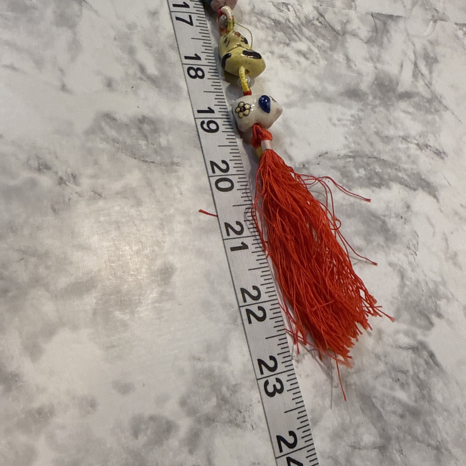 Folk Art Chinese Zodiac Porcelain Hand Painted Animal Garland Tassel 23 Long GUC
