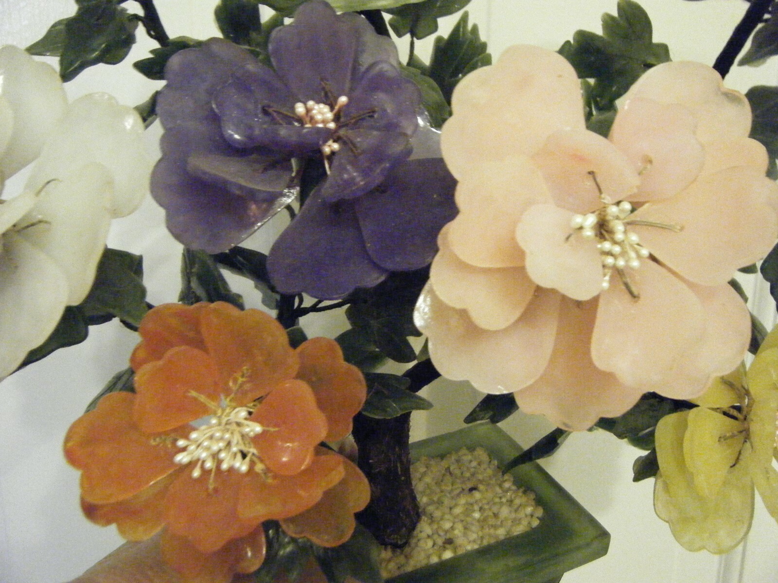 CHINESE GORGEOUS MULTI COLOR FLOWERS IN GLASS FLOWER POT