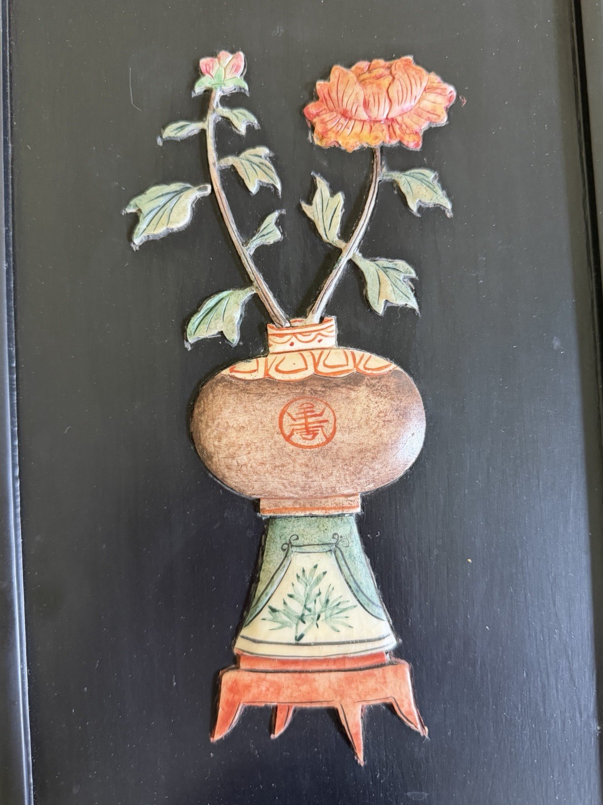 Vintage Set of 4 Chinese Hand Carved Soapstone Four Seasons Wall Plaques