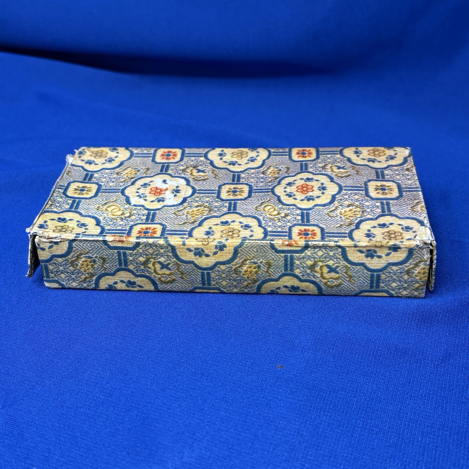 Small Vintage Chinese Suanpan Abacus Painted Glass Fabric Box PRC