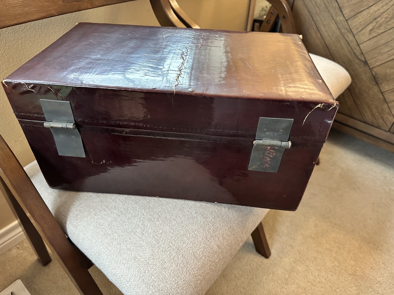 Vintage Possibly Antique Chinese Red Lacquered Wood Rectangular Box