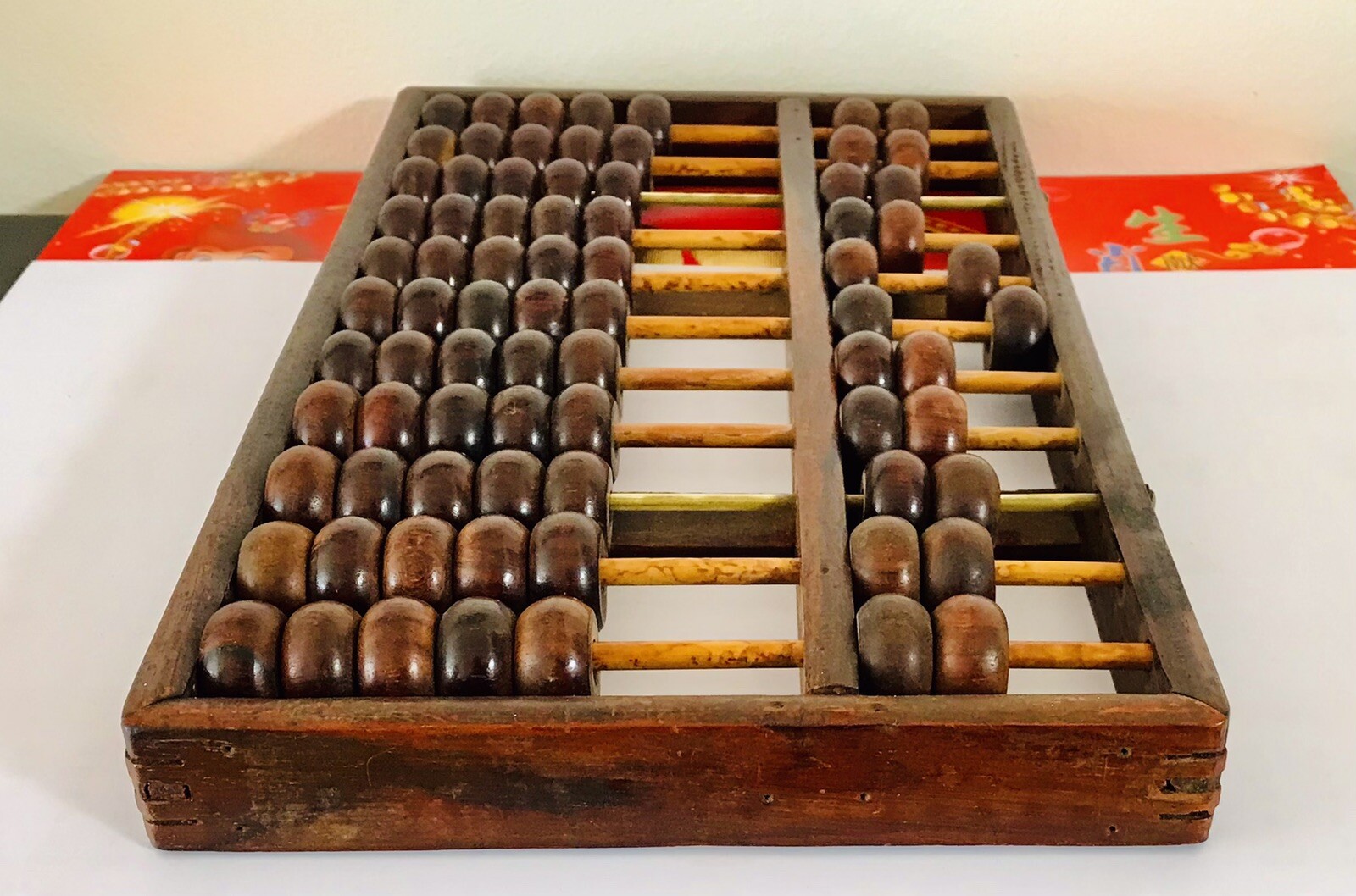 Chinese Wood Abacus 11 Rods 77 Beads