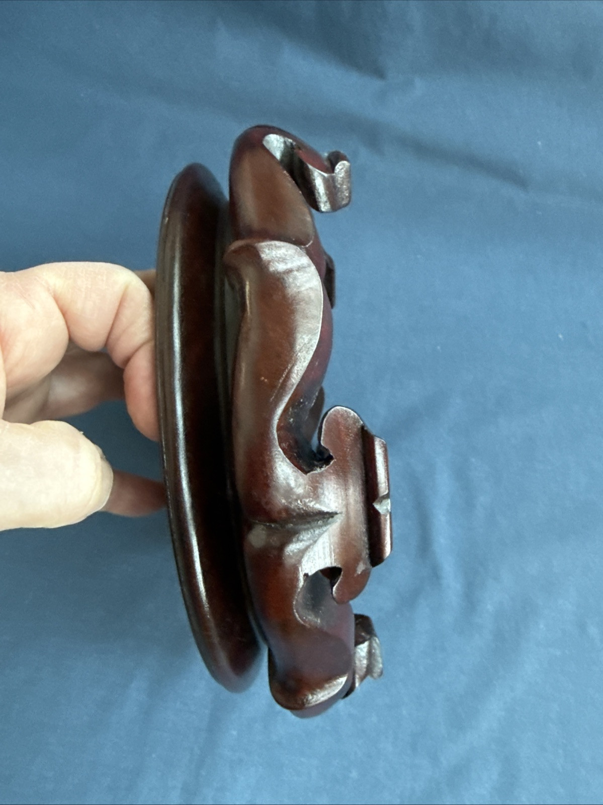 Vintage Chinese Carved Wood Display Stand Vase Bowl Lamp Inset 7 3/4″ by 7 5/8″