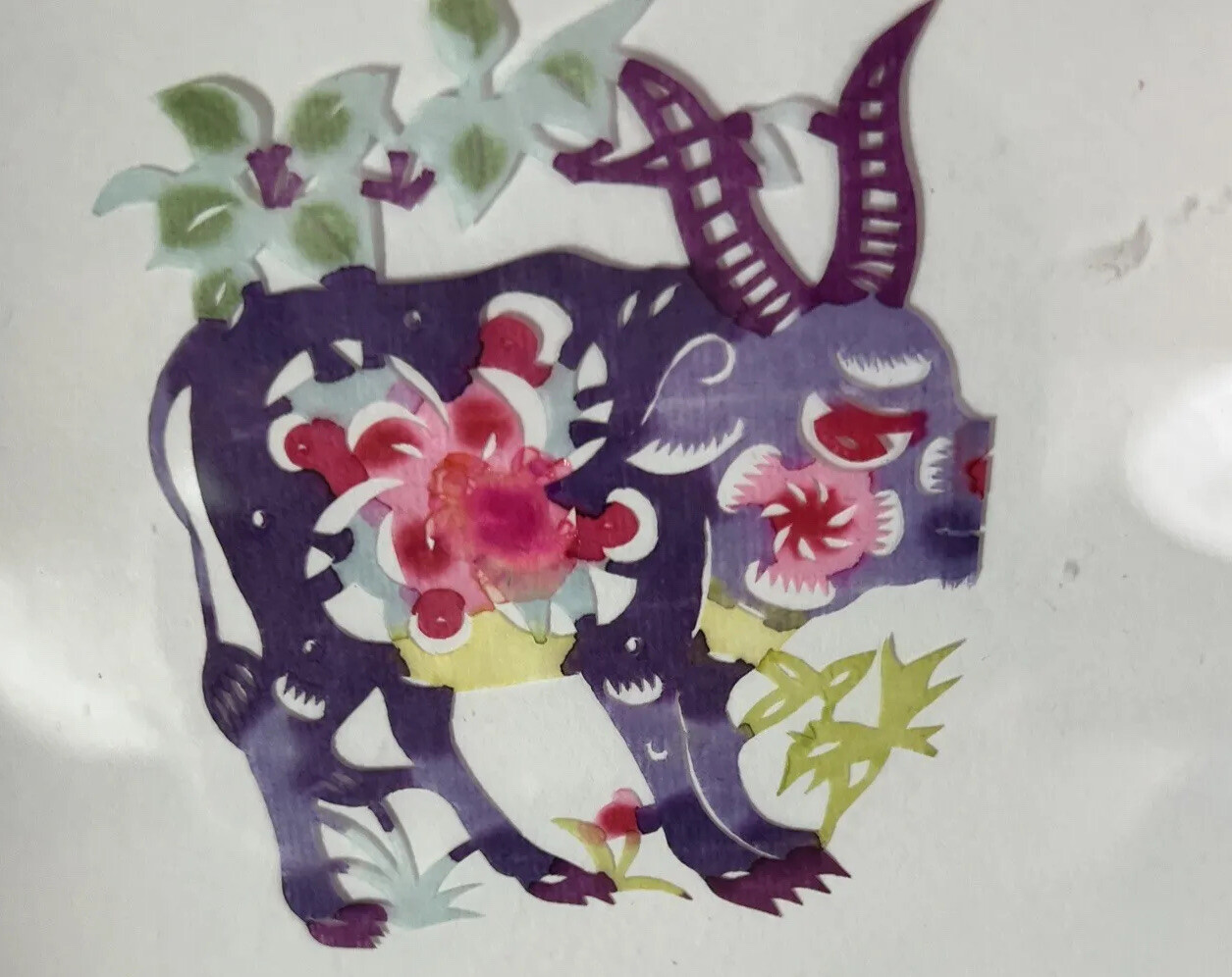 Chinese Paper Cutouts Boy and Cows