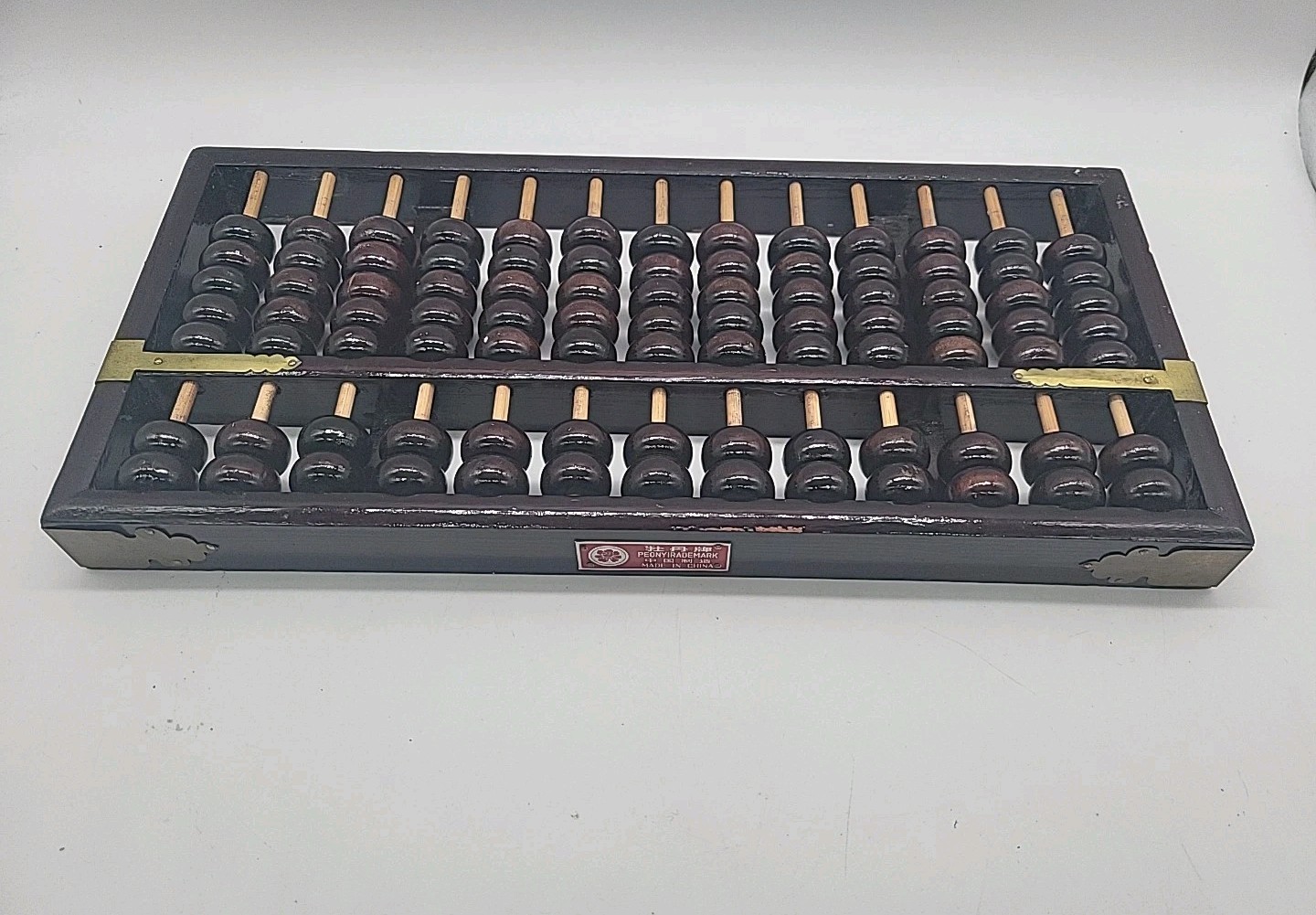 VINTAGE PEONY BRAND ABACUS WOOD & BRASS PEOPLE’S REPUBLIC OF CHINA – SEE PHOTOS