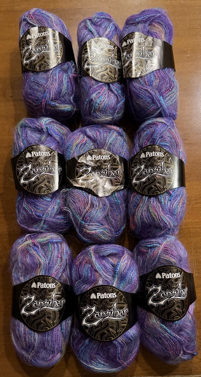 Patons Zanzibar Yarn-Lot of 9 Skeins-Mohair Wool Blend-Made in Italy-DISC-Purple