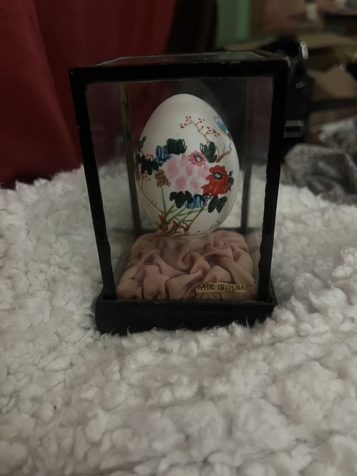 Vintage People’s Republic of China Hand Painted Egg in glass case, Rare 1900’s