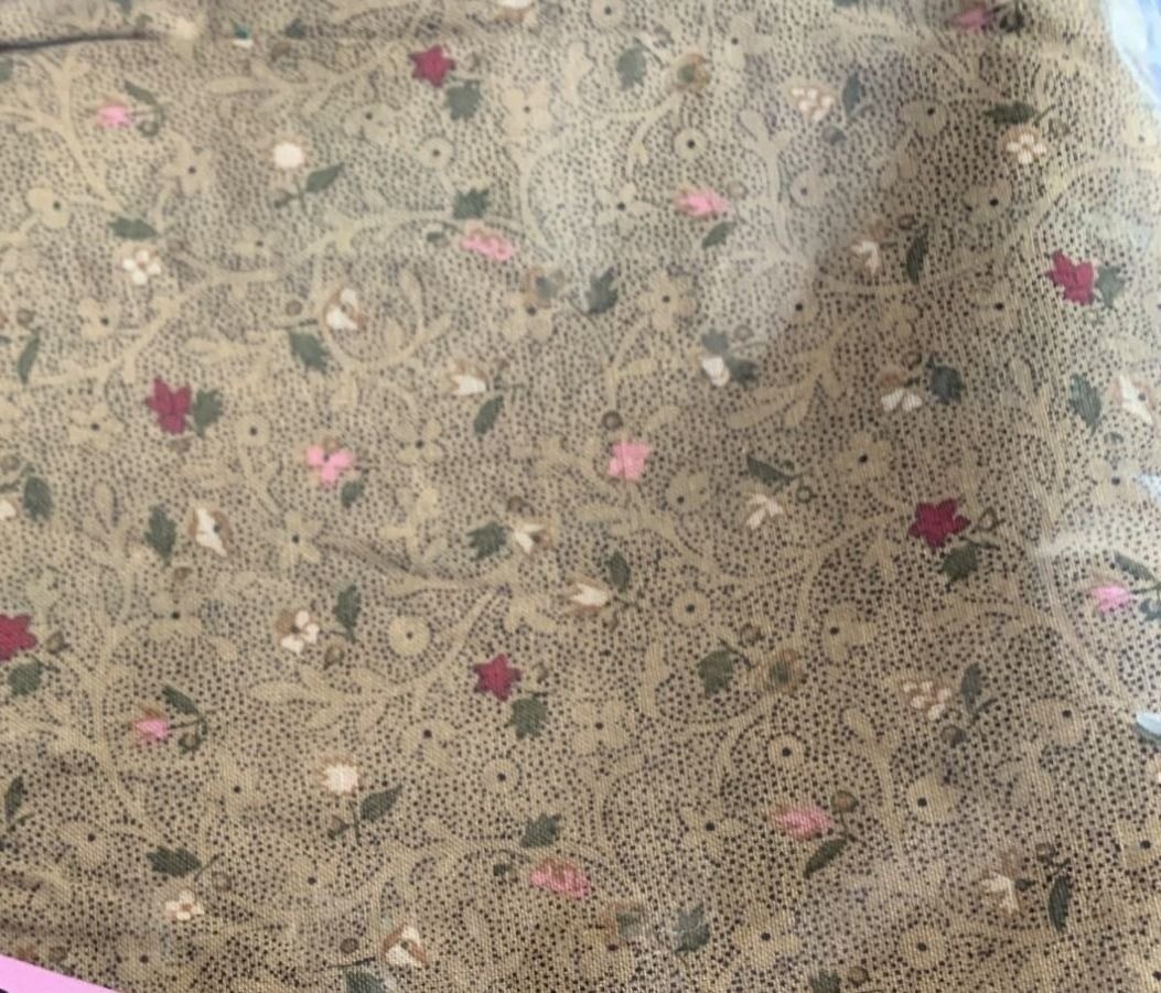 Brown Floral Cotton Fabric 1/2 yard x 44″ Material Quilting Sewing Crafts
