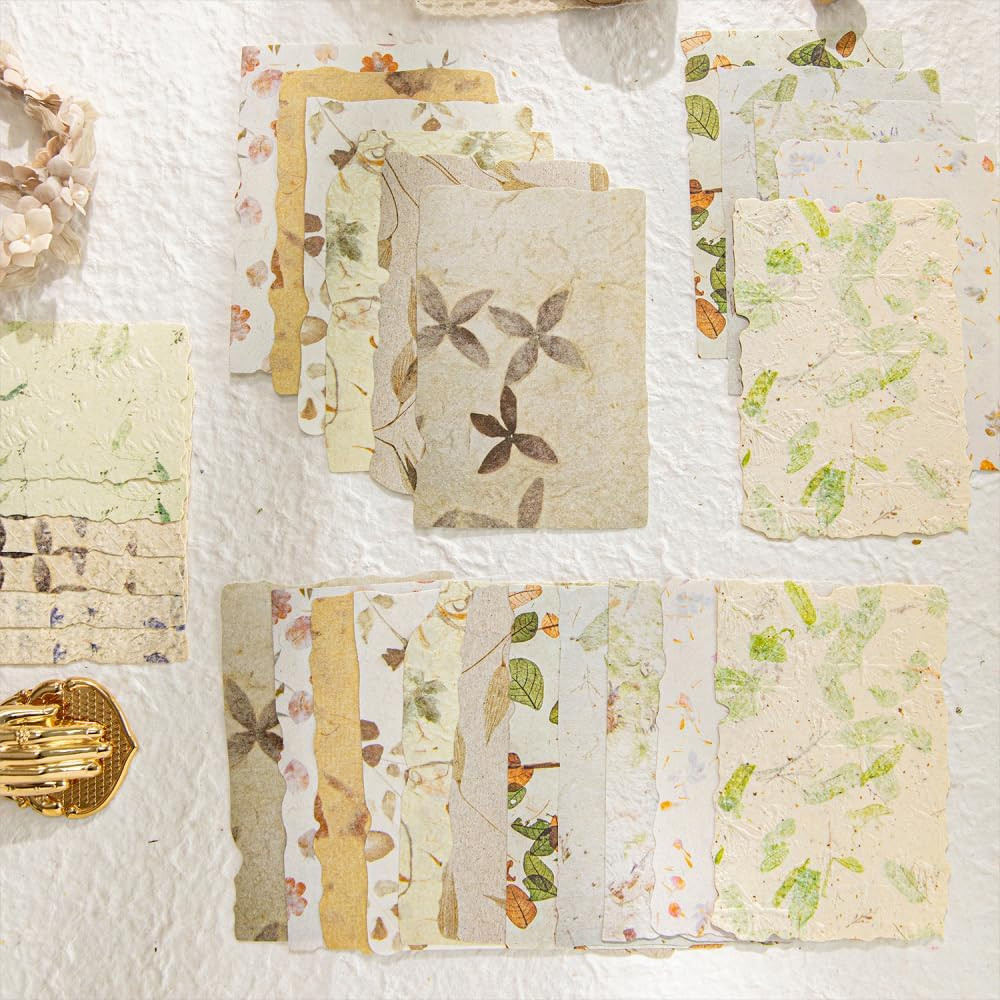 84 Sheets Textured Scrapbook Paper 3D Embossed Deckled Edge Craft Paper Set